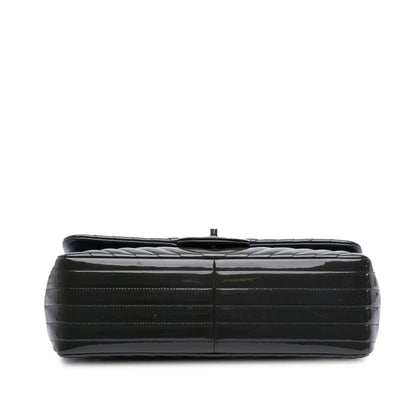 Chanel Jumbo Classic Chevron Patent Double Flap