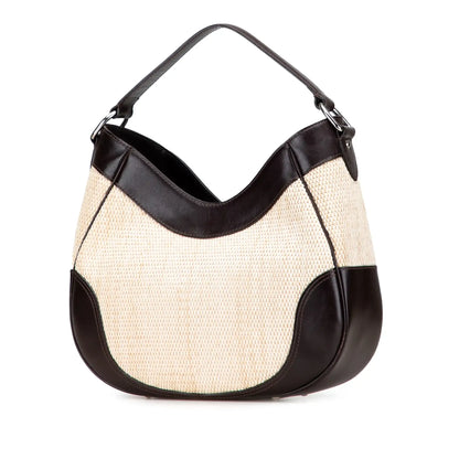 Burberry Straw and Leather Shoulder Bag