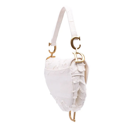 Dior Mini Canvas Embroidered Camouflage Saddle Bag