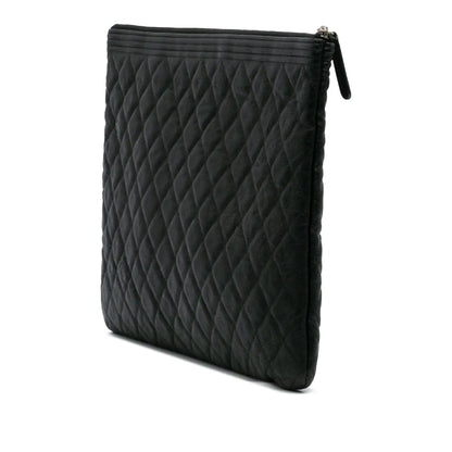 Chanel Large Lambskin Boy O Case Clutch