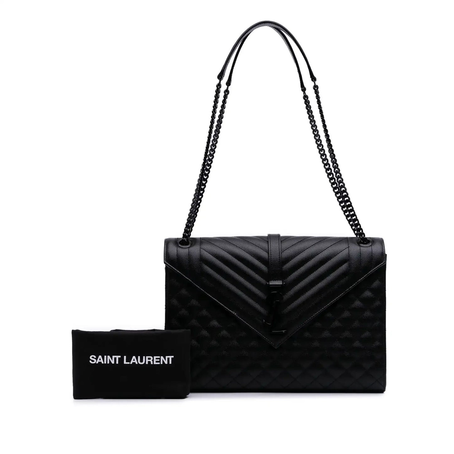Saint Laurent Large Grain De Poudre Triquilt Monogram Envelope Bag