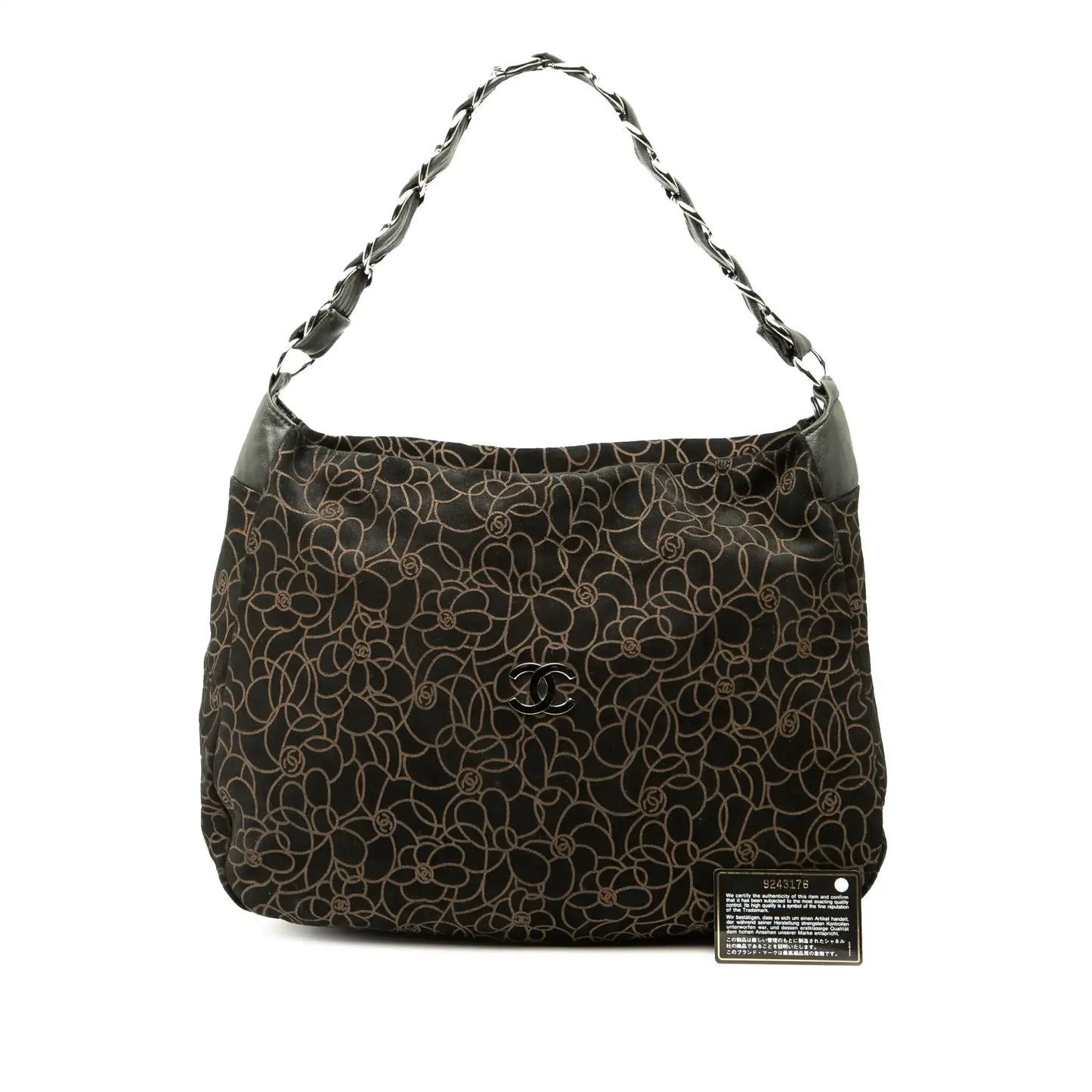 Chanel CC Suede Camellia Hobo