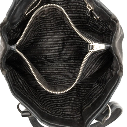 Prada Tessuto Trimmed Nappa Tote