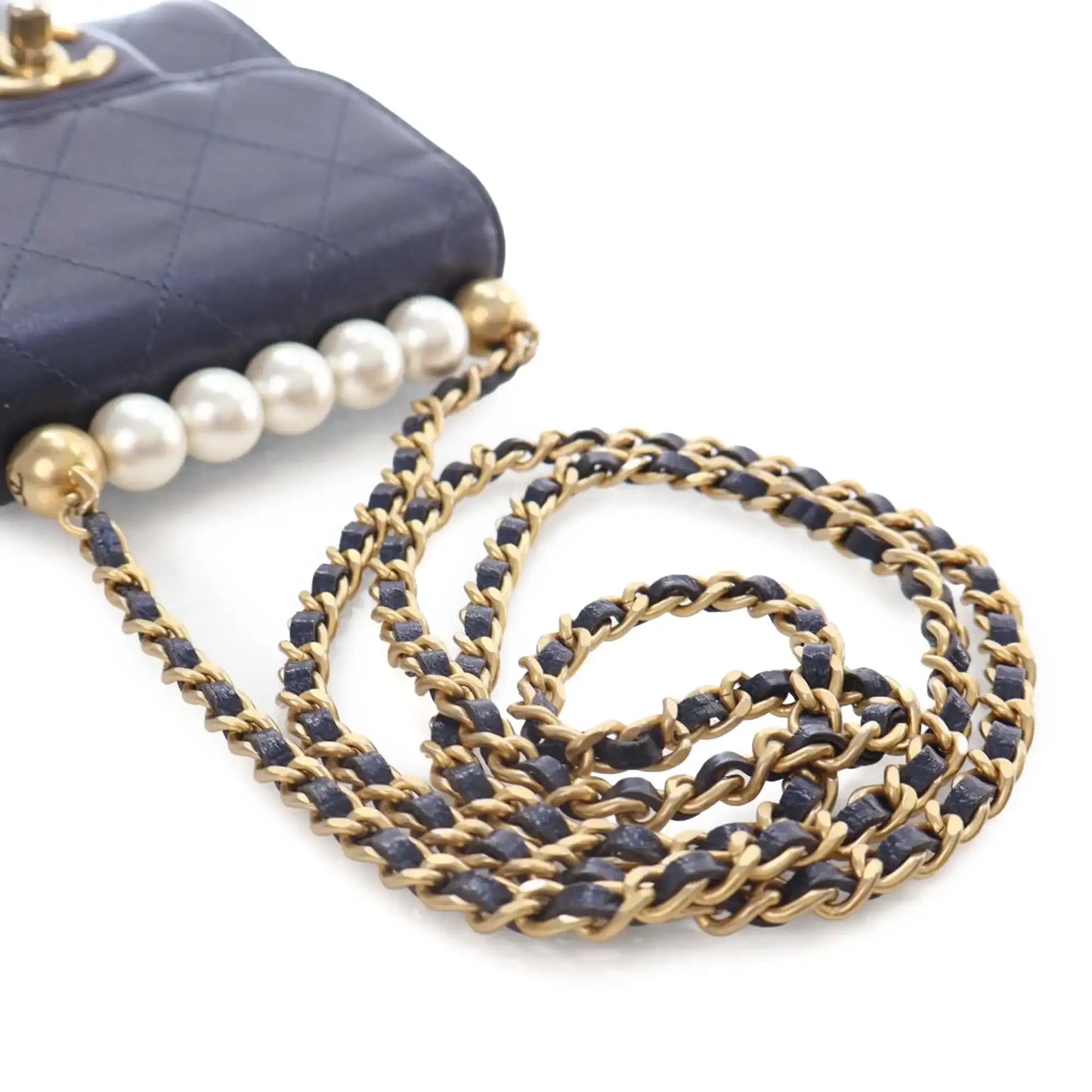 Chanel Mini Goatskin Chic Pearls Clutch On Chain