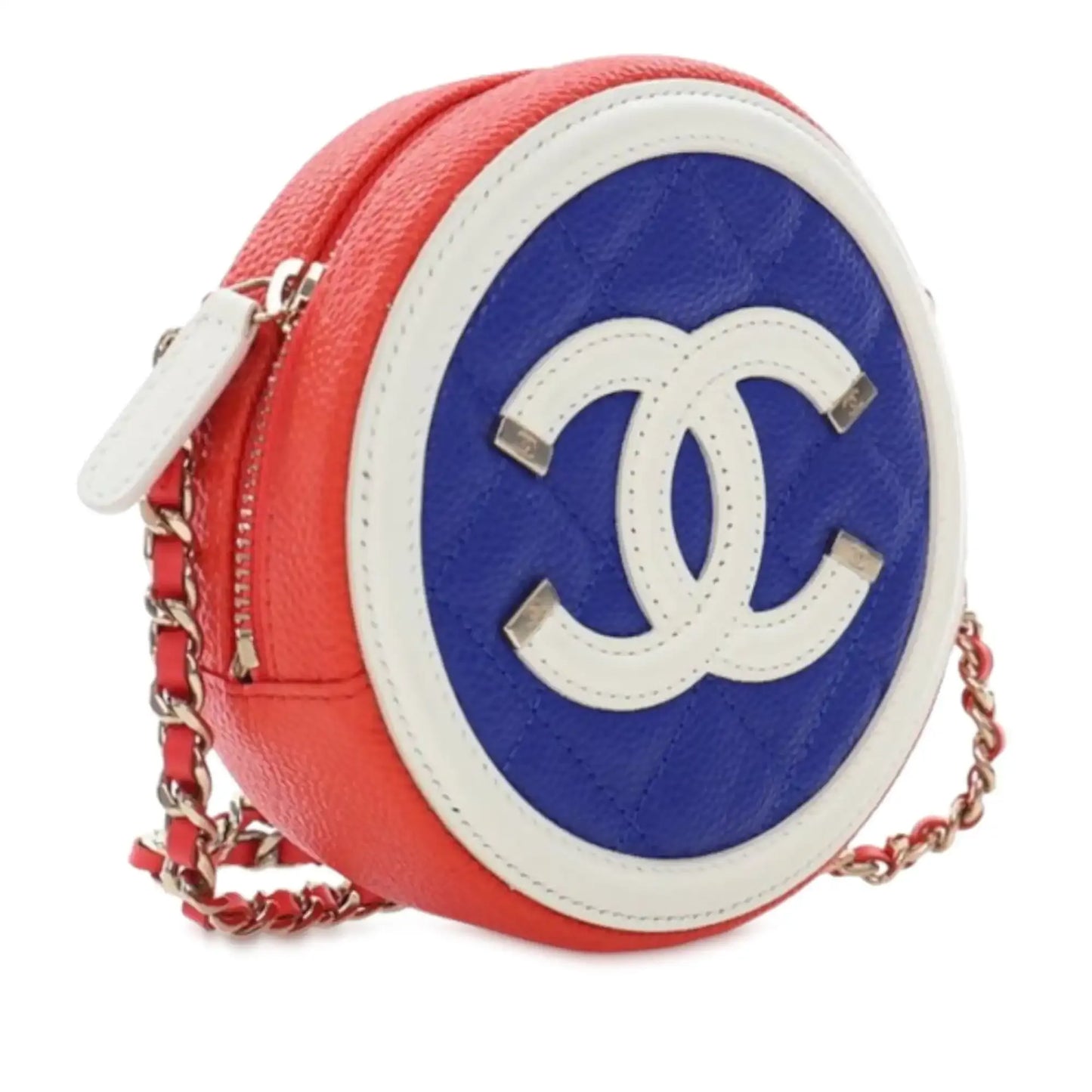 Chanel Tricolor Caviar CC Filigree Round Crossbody