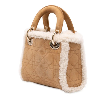 Dior Mini Suede Shearling Cannage Lady Dior