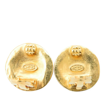 Chanel CC Gold Plated Round Clip On Earrings