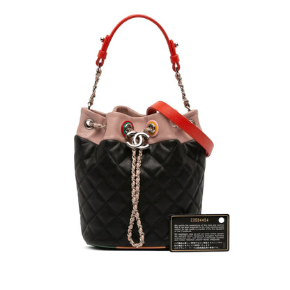 Chanel CC Quilted Lambskin Cuba Drawstring Bucket Bag