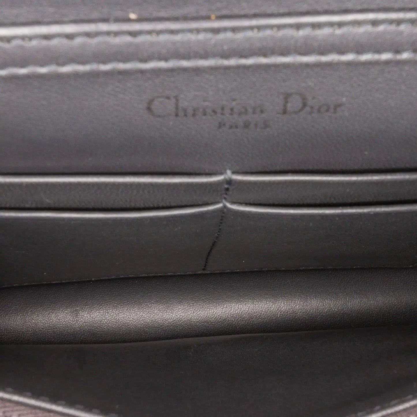 Dior Metallic Patent Microcannage Diorama Wallet on Chain