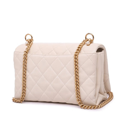 Chanel Quilted Calfskin Pearl CC Accordion Flap