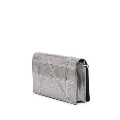 Dior Metallic Patent Microcannage Diorama Wallet on Chain
