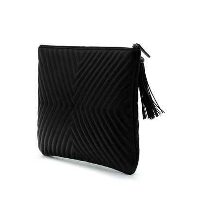 Chanel Large Diagonal Chevron Calfskin Tassel O Case Clutch