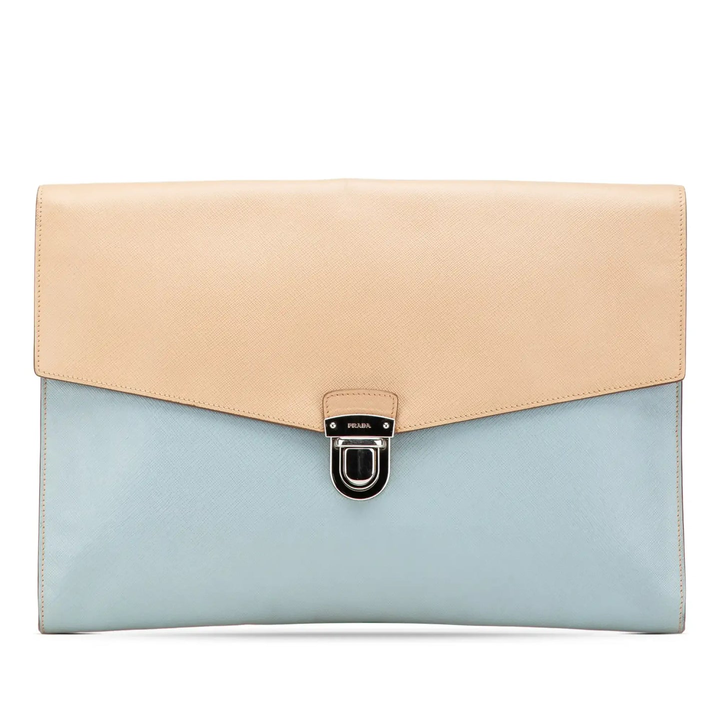 Prada Bicolor Saffiano Envelope Pushlock Clutch