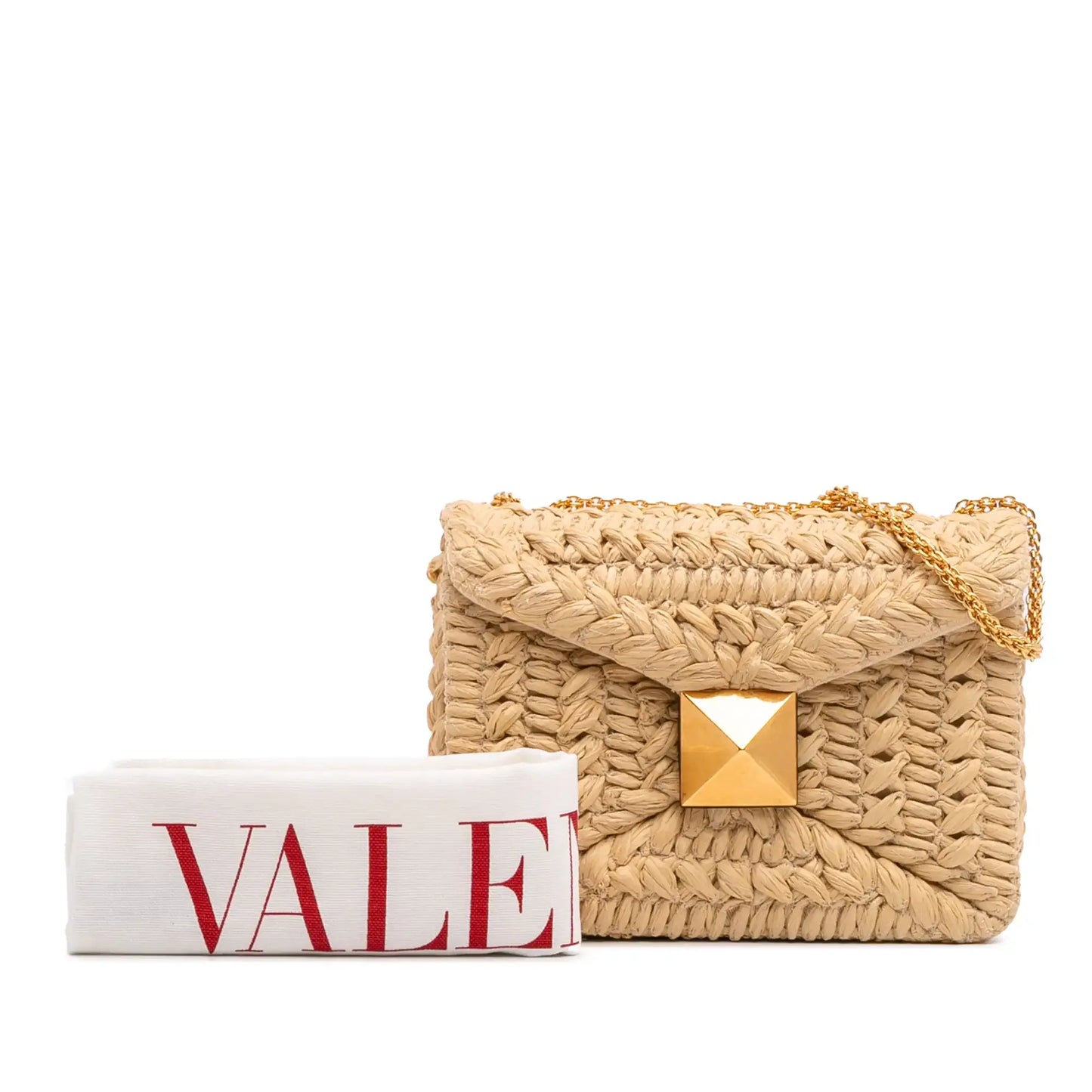 Valentino Small Raffia One Stud Crossbody
