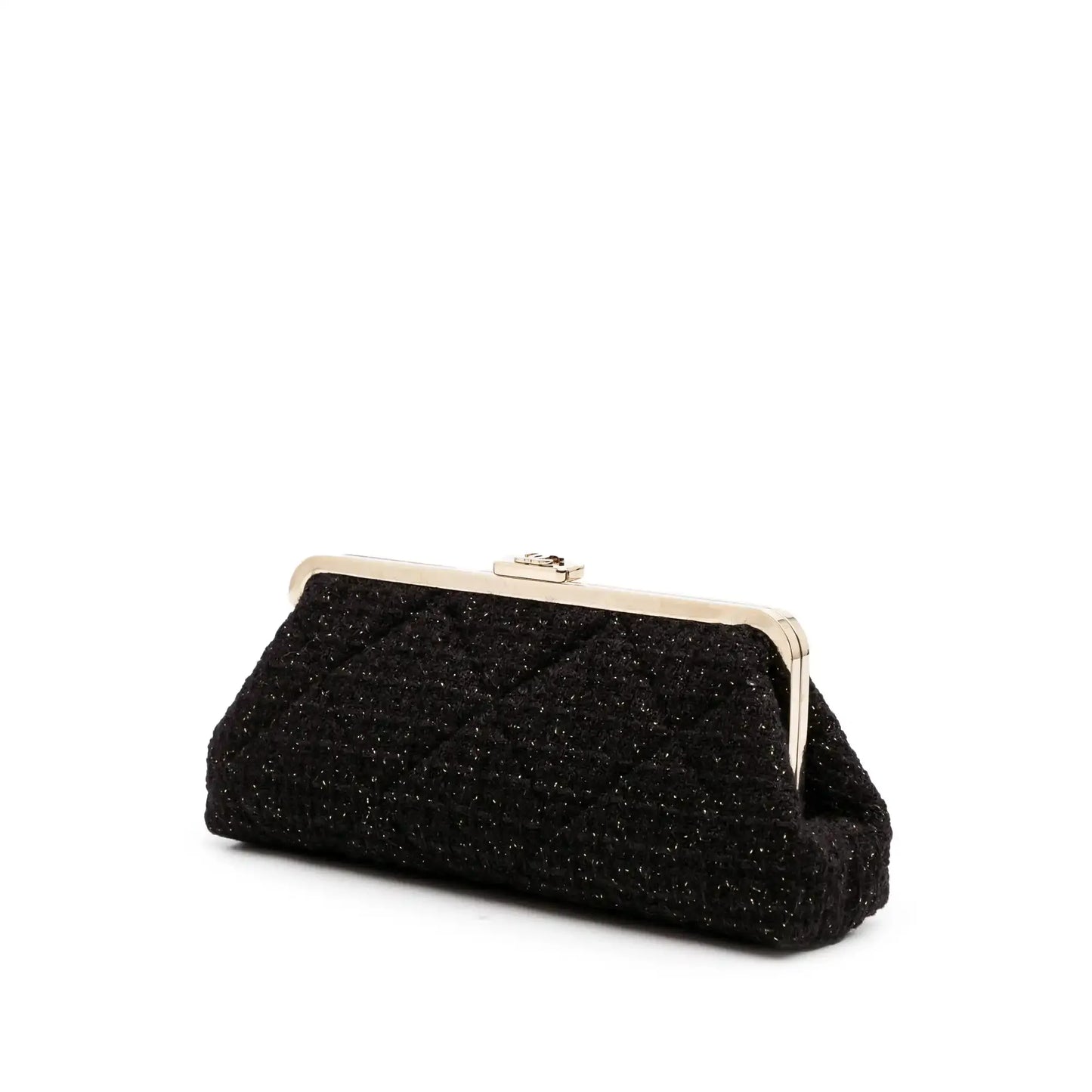 Chanel Quilted Tweed Kisslock Clutch