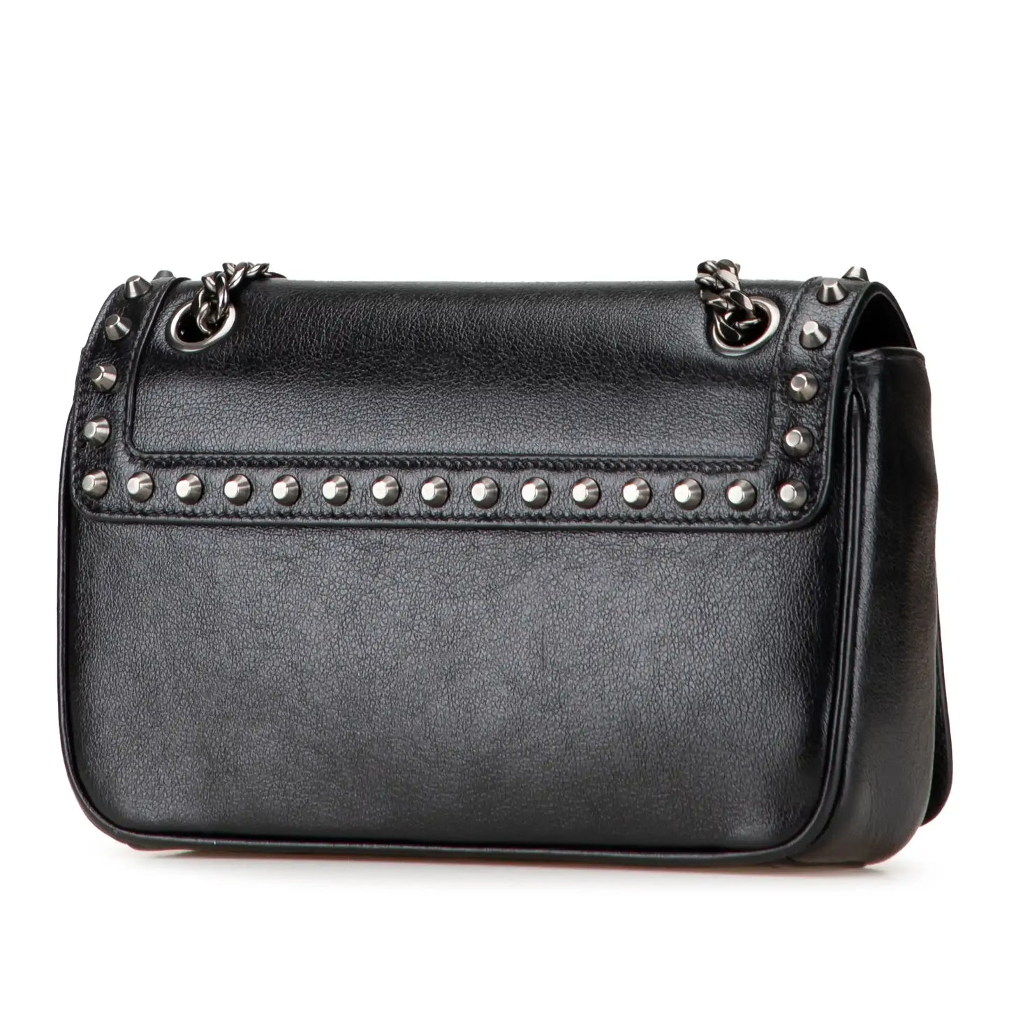 Prada Small Studded Glace Calf Chain Flap