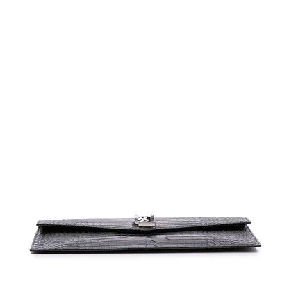 Saint Laurent Croc Embossed Patent Leather Uptown Pouch