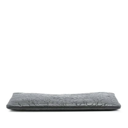 Chanel Large CC Embossed Lambskin Camellia O Case Clutch