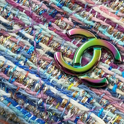 Chanel CC Quilted Tweed Rainbow Hardware Wallet on Chain