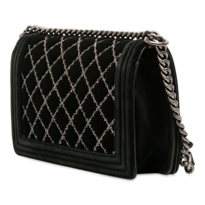 Chanel Medium Quilted Velvet Wild Stitch Boy Flap