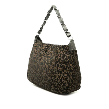 Chanel CC Suede Camellia Hobo