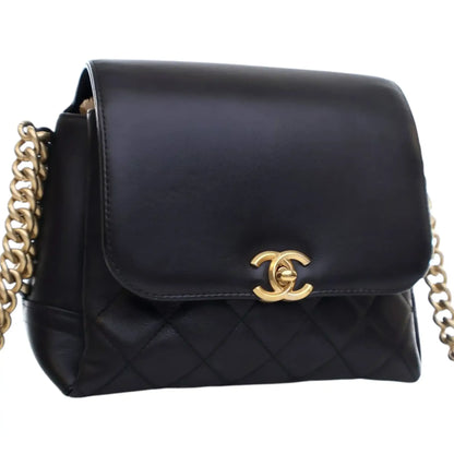 Chanel Quilted Goatskin Side Chain Compartment Flap