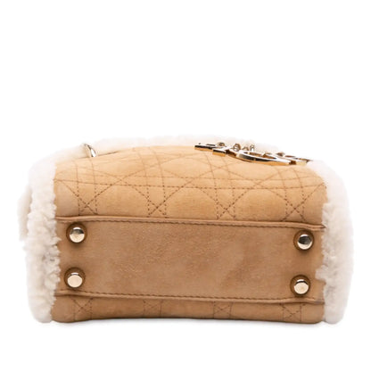 Dior Mini Suede Shearling Cannage Lady Dior