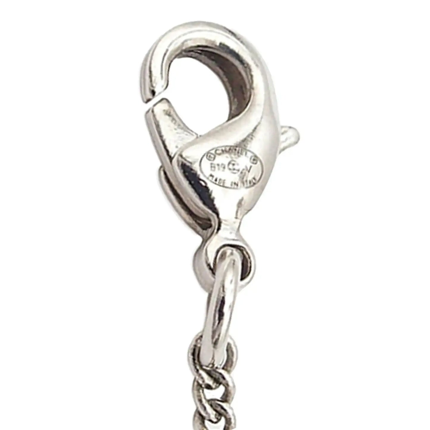 Chanel CC Silver Plated Rhinestones Pendant Necklace