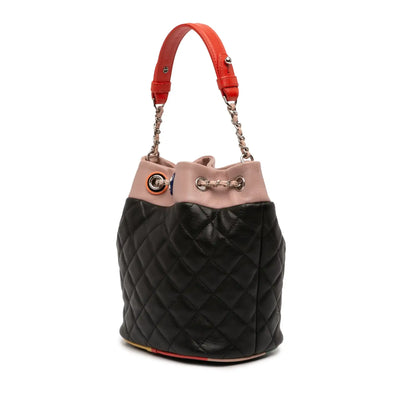 Chanel CC Quilted Lambskin Cuba Drawstring Bucket Bag