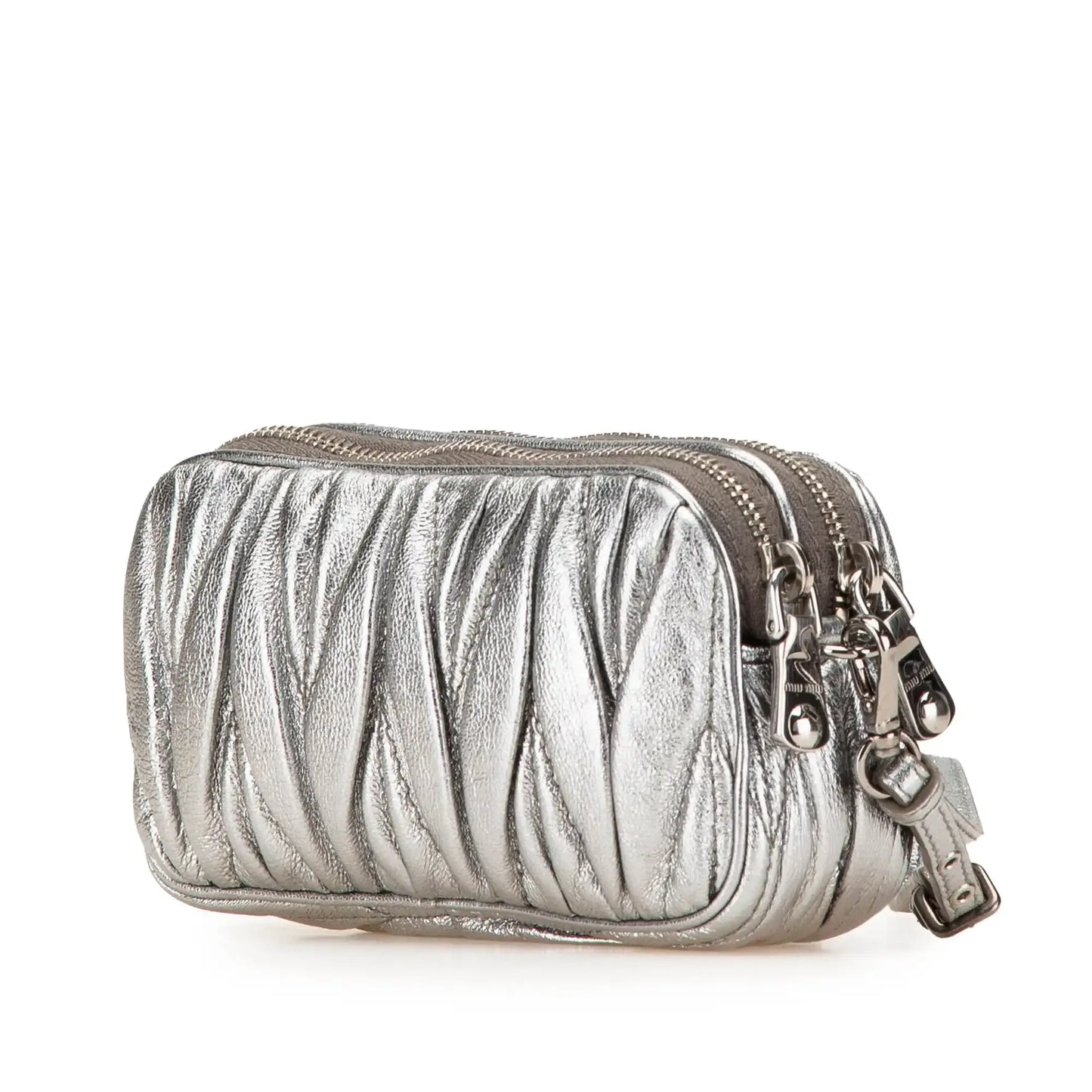 Miu Miu Nappa Matelasse Double Zip Clutch