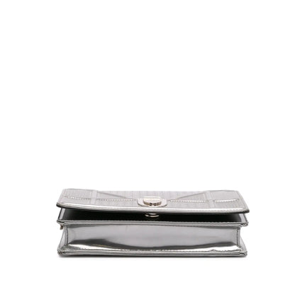 Dior Metallic Patent Microcannage Diorama Wallet on Chain