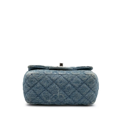 Chanel Mini Square CC Quilted Denim Single Flap