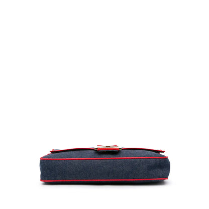 Fendi Large Denim Baguette Satchel