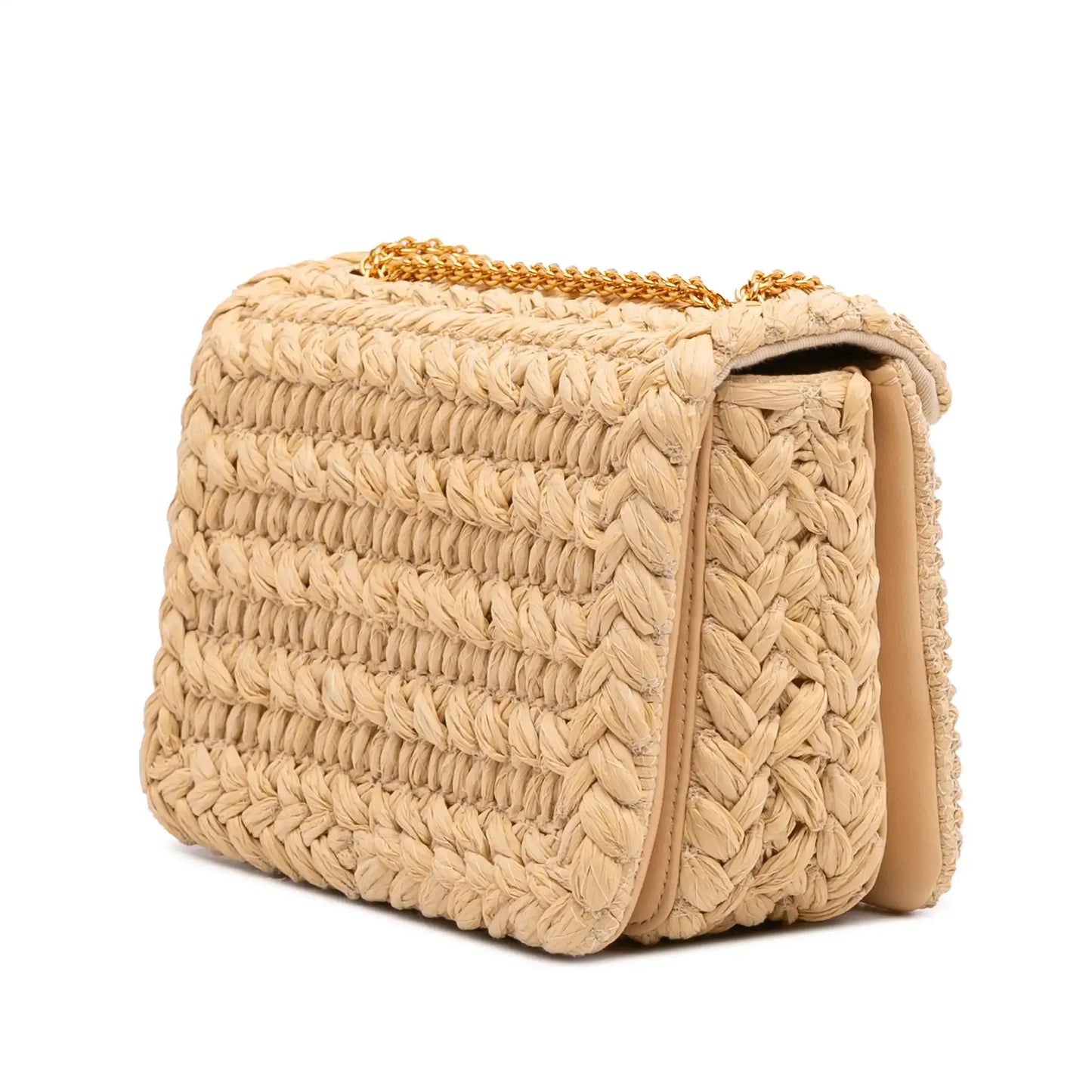 Valentino Small Raffia One Stud Crossbody