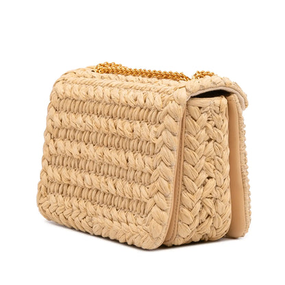 Valentino Small Raffia One Stud Crossbody