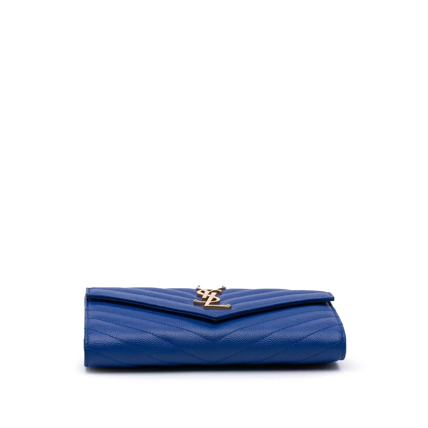 Saint Laurent Grain De Poudre Matelasse Chevron Monogram Flap Wallet
