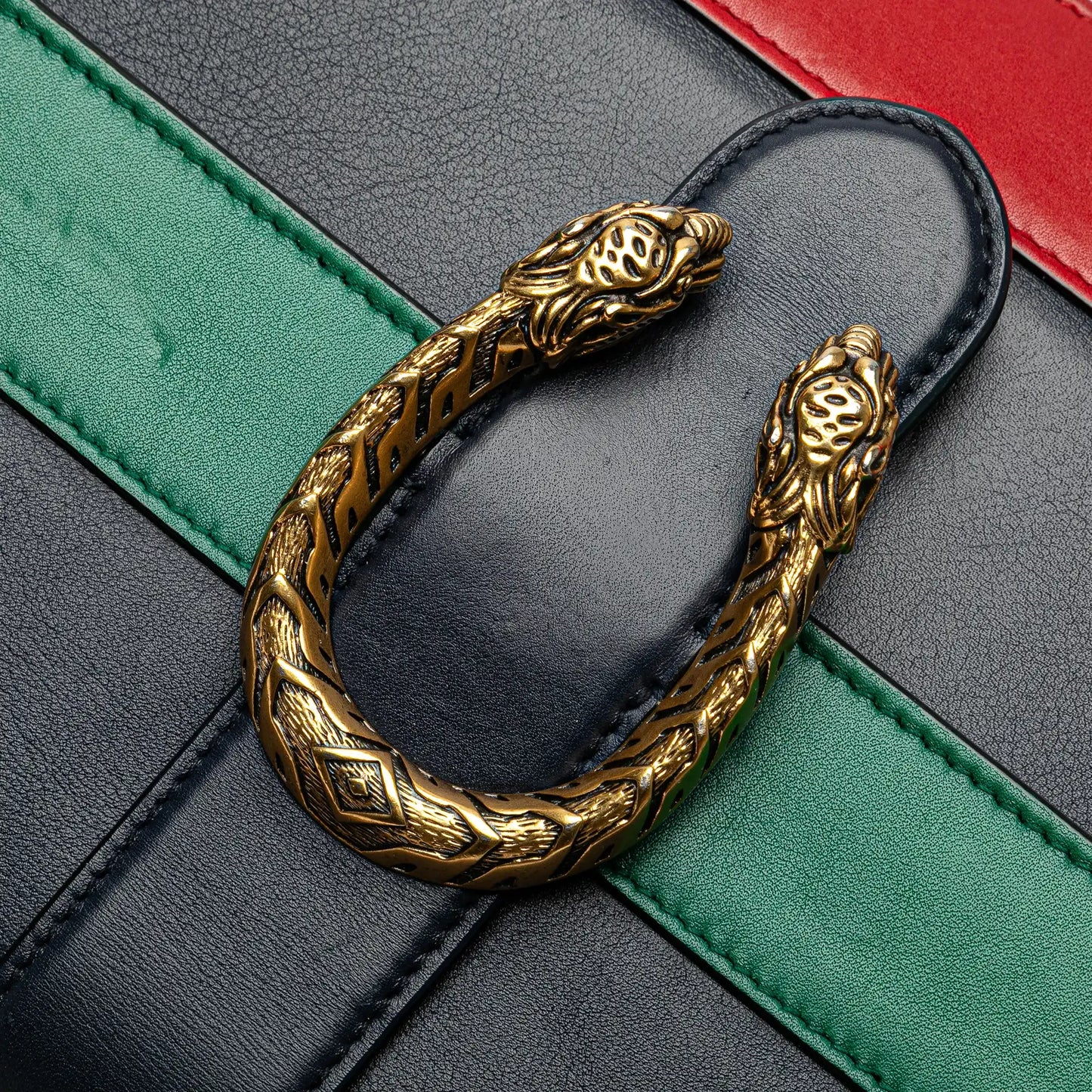 Gucci Medium Leather Bamboo Dionysus Web Satchel