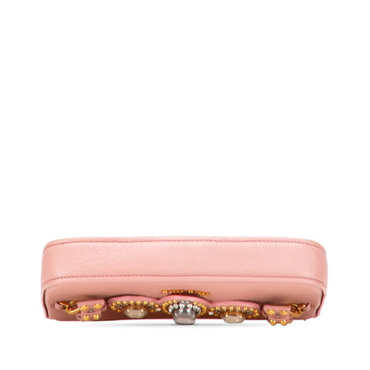 Miu Miu Goatskin Madras Crystal Studded Clutch