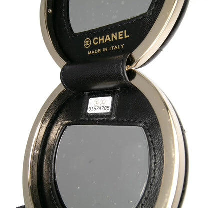 Chanel Quilted Patent Round Mirror Chain Necklace