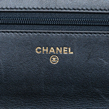 Chanel Calfskin Double Stitch Boy Wallet On Chain