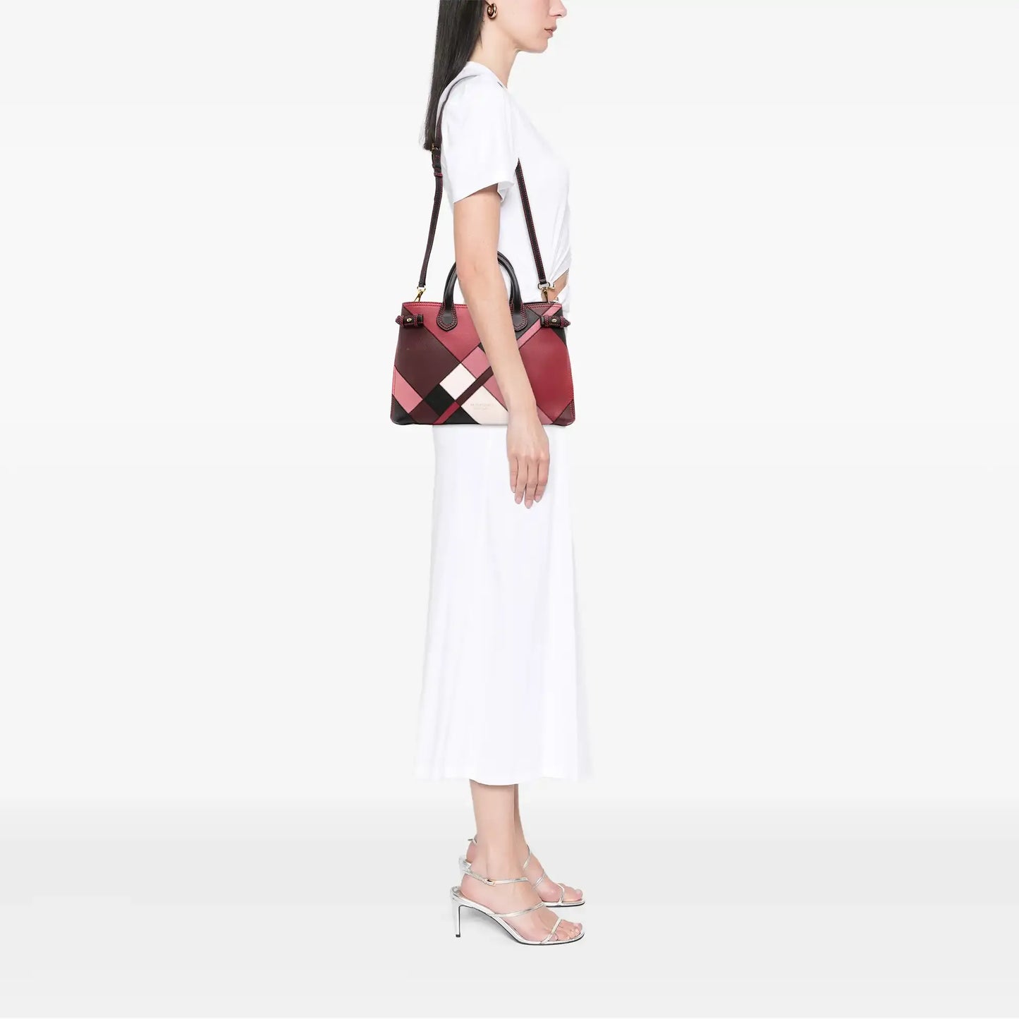 Burberry Medium Leather Patchwork and House Check Banner Satchel