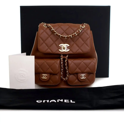 Chanel Small Quilted Calfskin Duma Pockets Drawstring Backpack