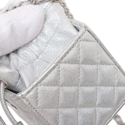 Chanel Mini Quilted Metallic Caviar Drawstring Bucket Bag