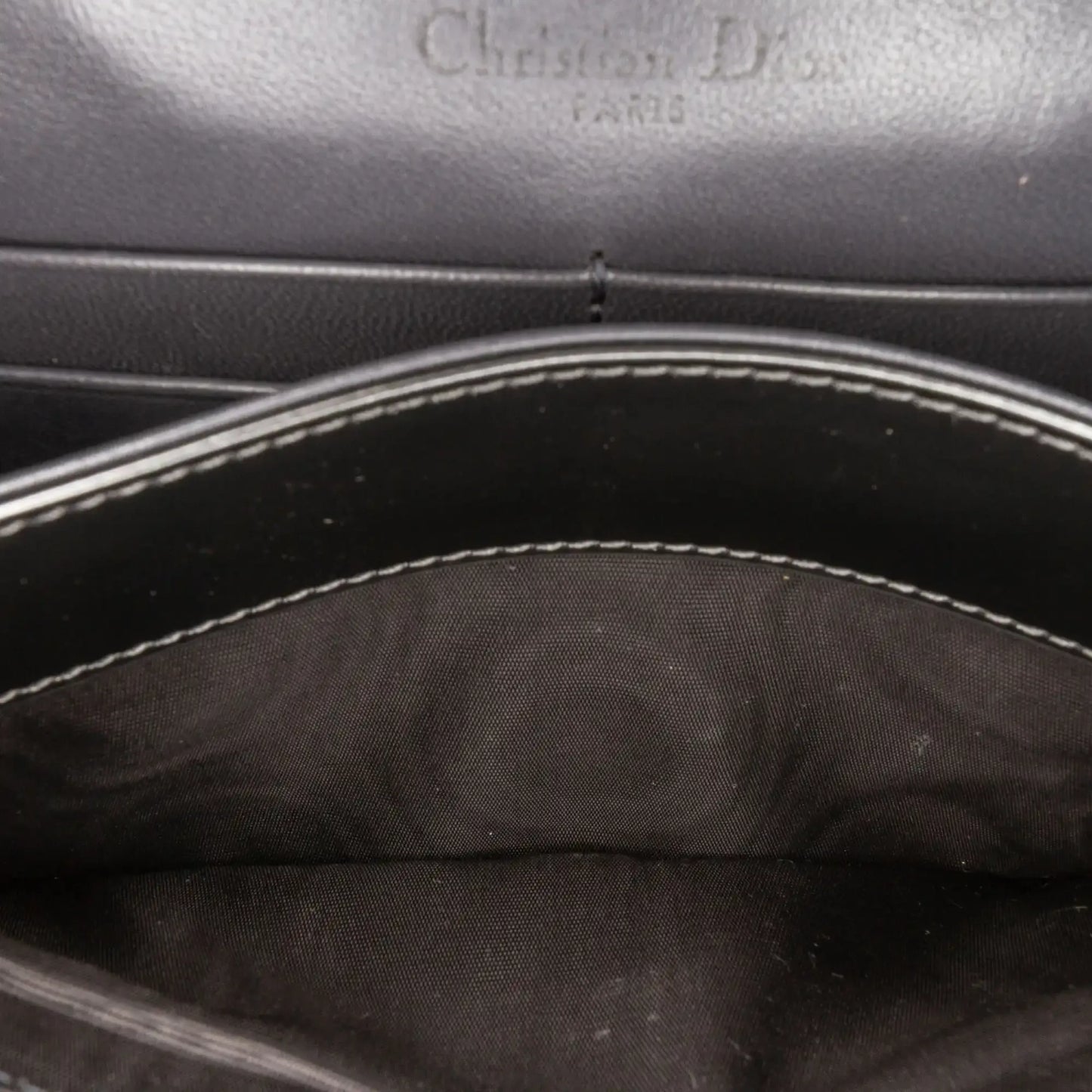 Dior Metallic Patent Microcannage Diorama Wallet on Chain