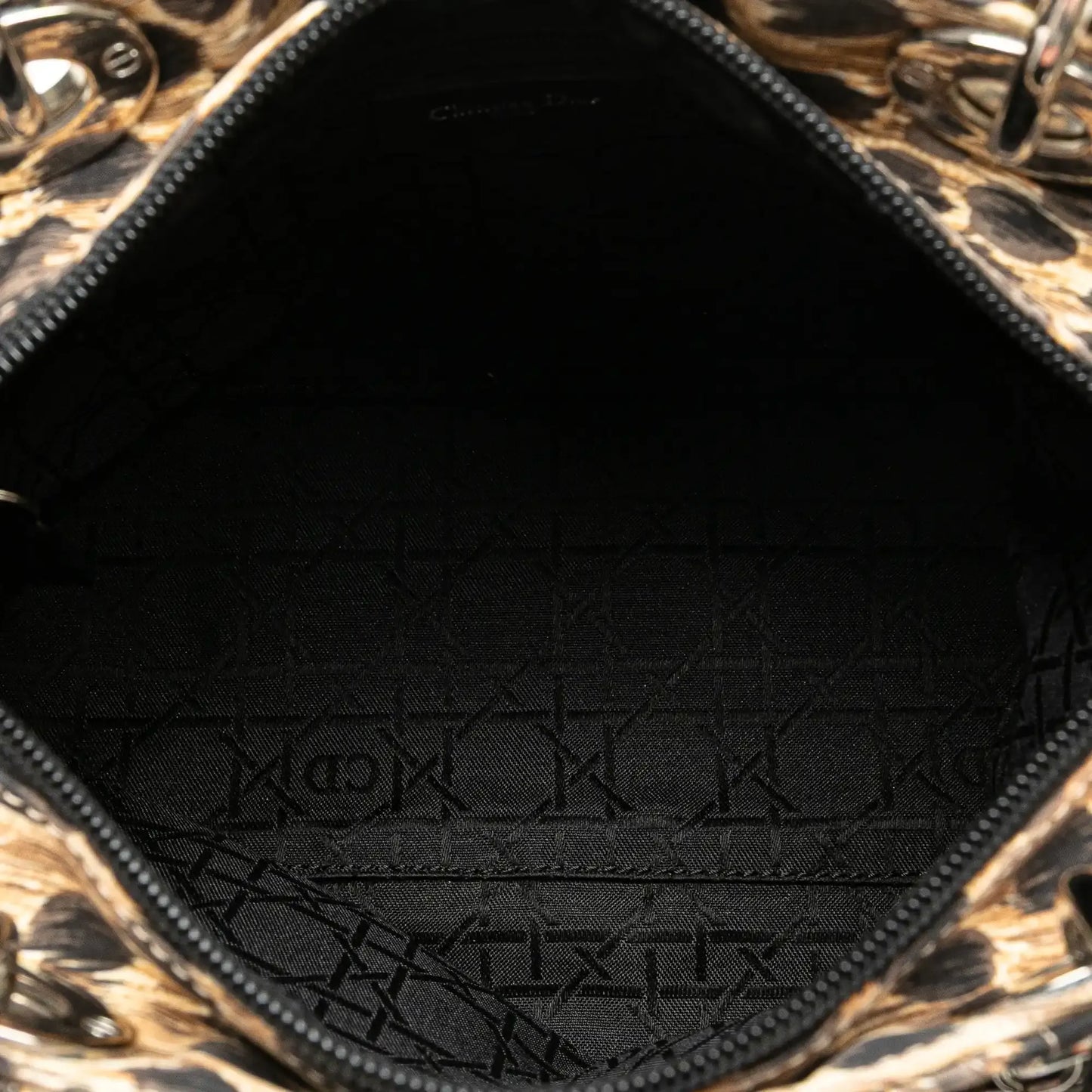 Dior Medium Canvas Cannage Leopard Print Lady Dior