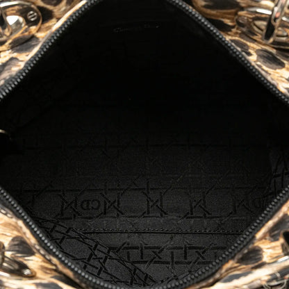 Dior Medium Canvas Cannage Leopard Print Lady Dior