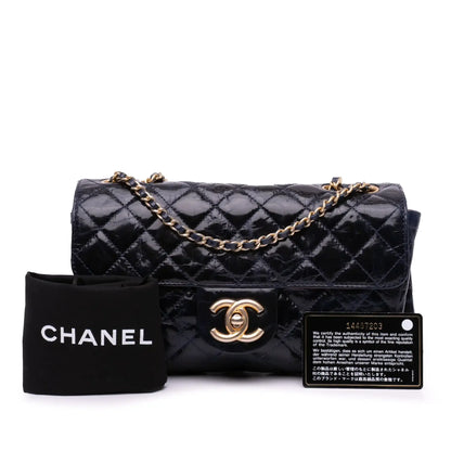 Chanel CC Crackled Glazed Calfskin Accordion Flap