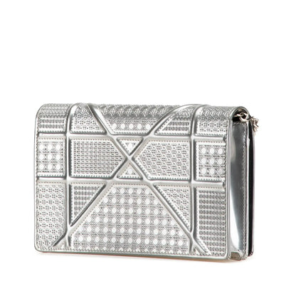 Dior Metallic Patent Microcannage Diorama Wallet on Chain