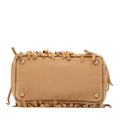 Prada Canvas and Suede Fringed Canapa Handbag