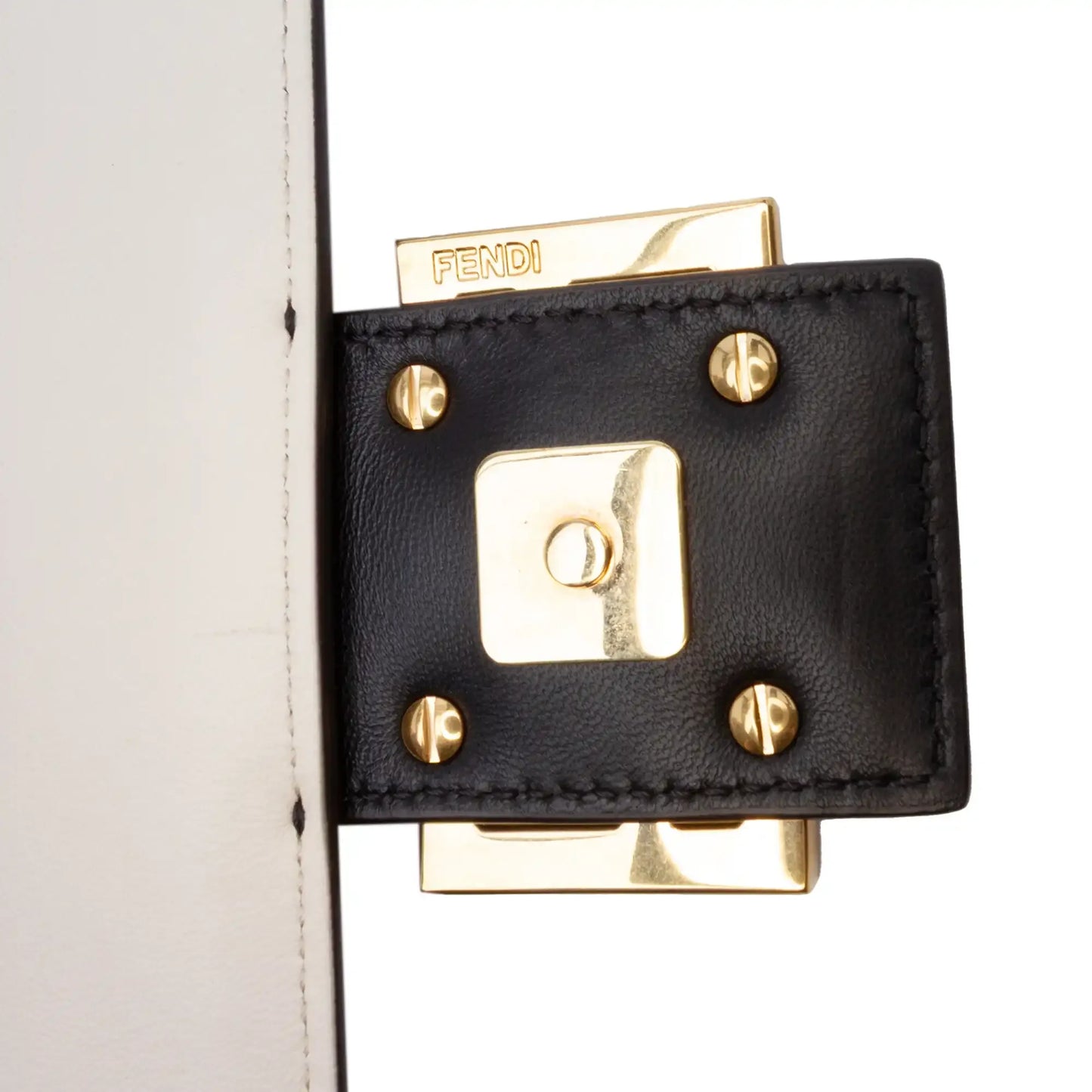 Fendi Bicolor Leather Chain Midi Baguette